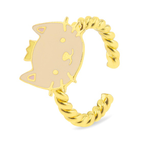 Auf dem Bild zu sehen ist ein Damen Ring mit Katze Krone...