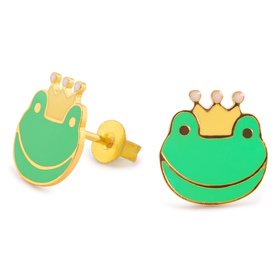 Auf dem Bild zu sehen sind Damen Ohrringe Frosch König...
