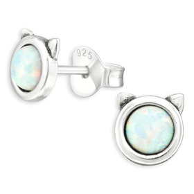 Opal Katzen Ohrringe aus 925 Silber