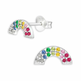 Funkelnde Regenbogen Zirkonia Ohrstecker aus 925 Sterling...