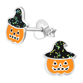 Halloween Kürbis Kinder Ohrringe aus 925 Silber