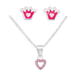 Prinzessin Halskette mit Kronen Ohrstecker Set aus 925...