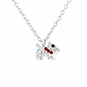 Feine Kinder-Halskette mit Hund und Kristall | 925...
