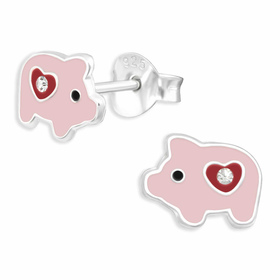 Auf dem Bild zu sehen sind Schwein Ohrringe aus 925 Silber