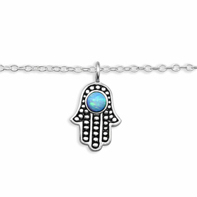 Auf dem Bild zu sehen sind Fußkettchen mit Hamsa Hand aus...