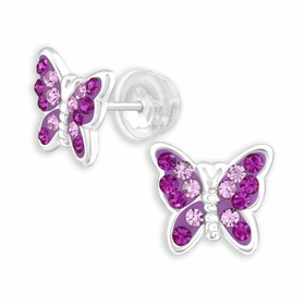 Premium Kinderohrringe Butterfly mit Kristall aus 925...