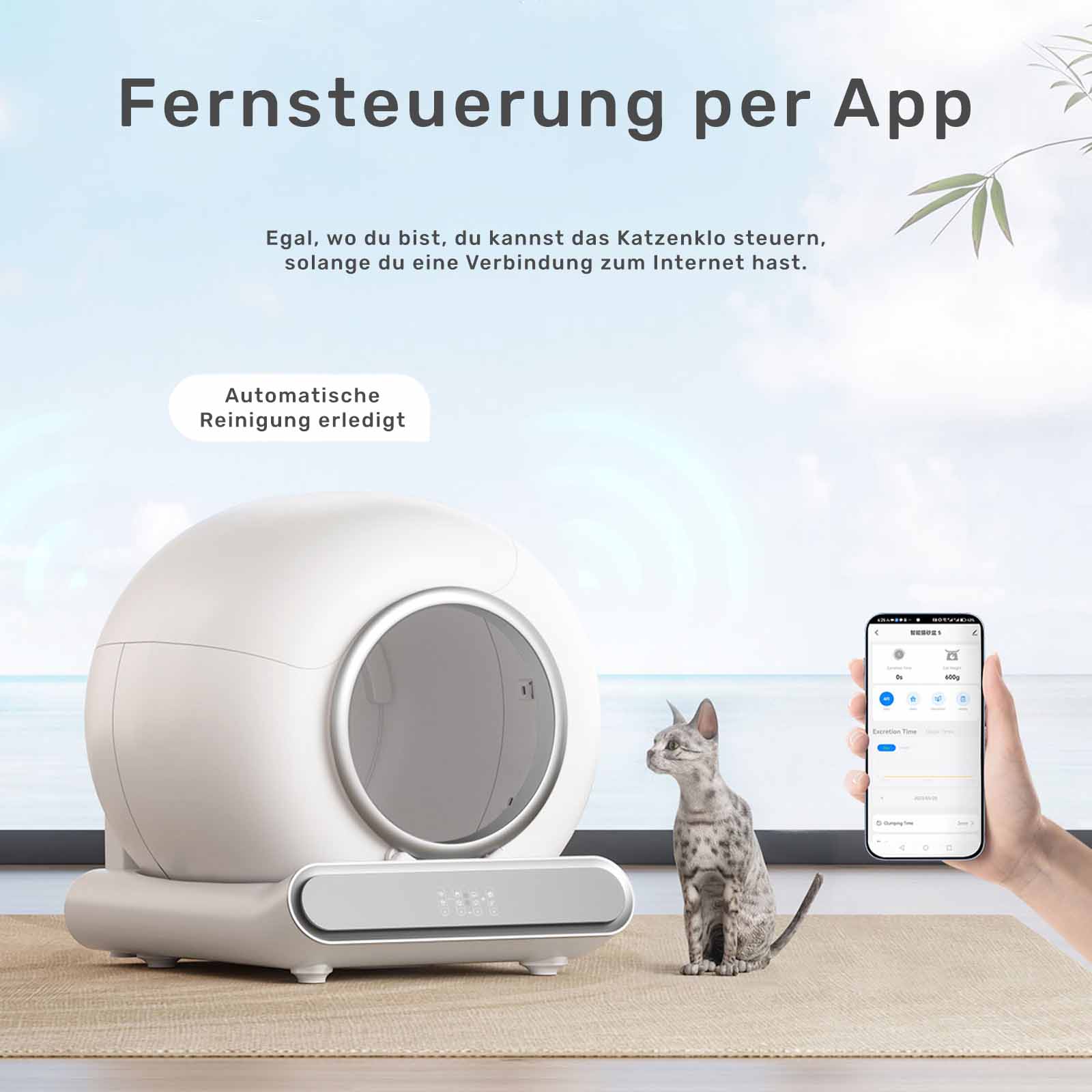 funktion der selbstreinigenden katzentoilette mit app